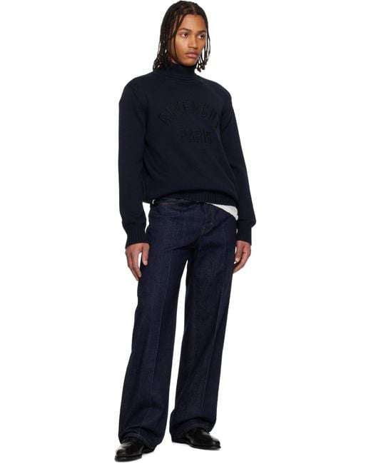 Givenchy Blue Cotton Turtleneck Sweater for men