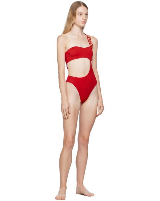 Versace Red Greca Swimsuit