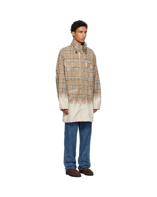 Burberry Natural Gradient Check Tropical Gabardine Parka for men
