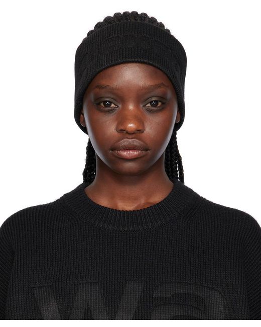 T By Alexander Wang Black Logo Compact Deboss Headband