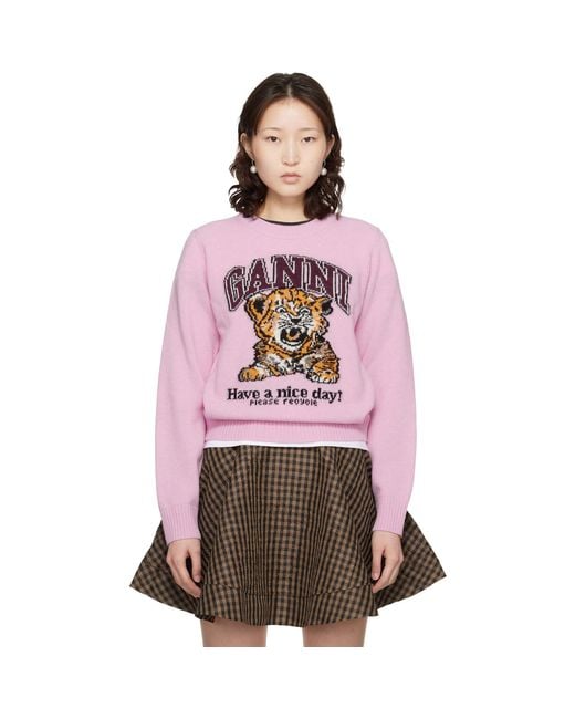 Ganni Multicolor Graphic Wool Sweater