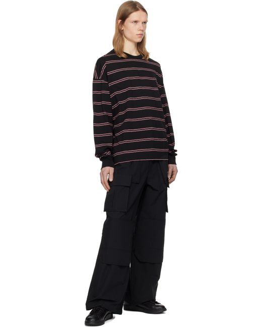 Juun.J Black Pin Stripe Long Sleeve T-Shirt for men