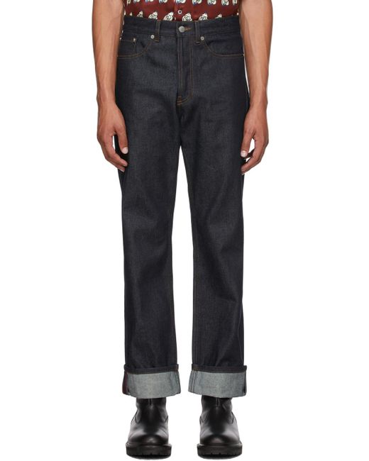 Dries Van Noten Black Raw Denim Contrast Stitch Jeans for men