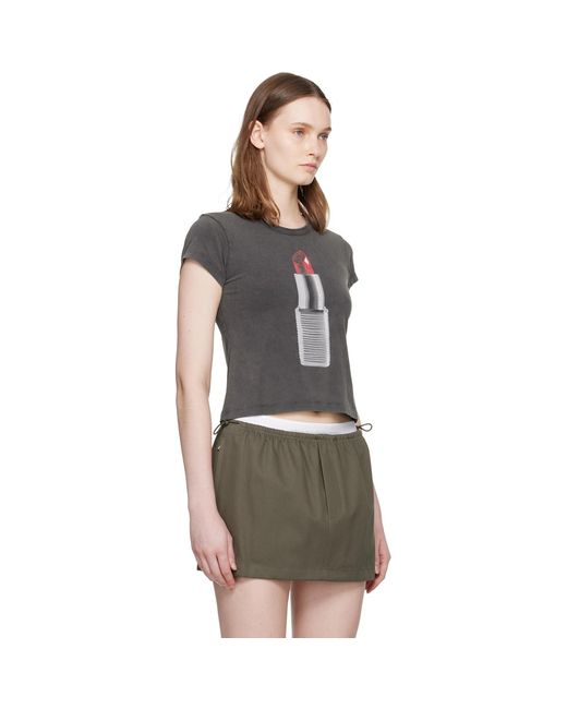 Alexander Wang Gray Lipstick Graphic Baby T-shirt