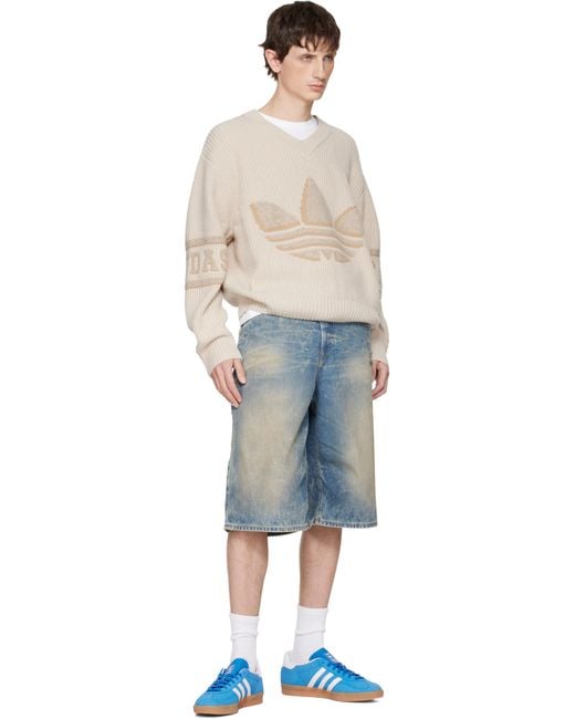 Adidas Originals Blue Off- Edison Chen Edition Clot Sst Crochet Tt Sweater for men