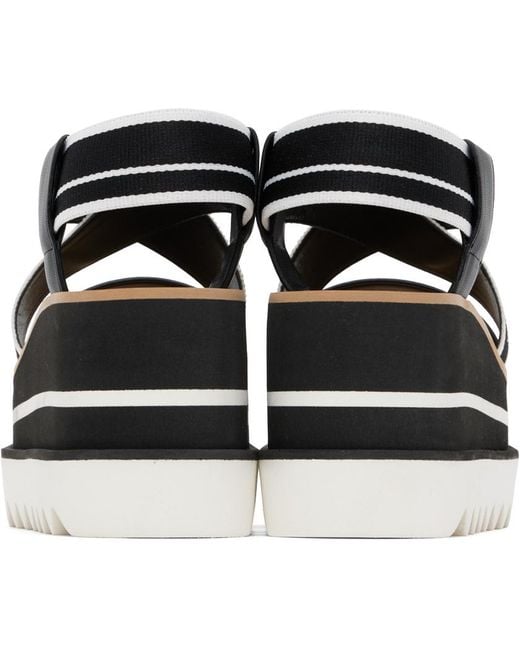 Stella McCartney Black & White Sneakelyse Platform Heeled Sandals