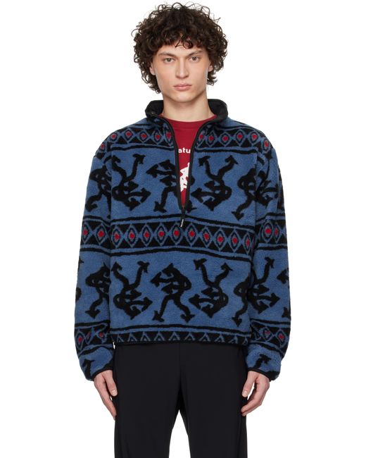 District Vision Blue Half-Zip Pile Fleece Jacket for men