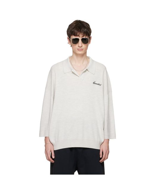 Fear Of God White Signature Three-Quarter Sleeve 90S Knit Polo for men