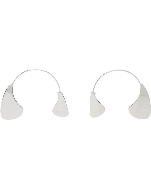 Jil Sander Black Silver Open Hoop Earrings