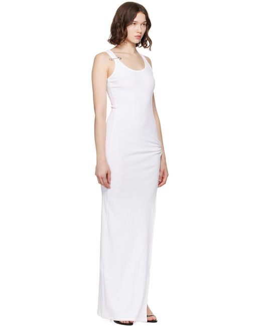 Versace Black Safety Pin Ribbed Knit Draped Gown
