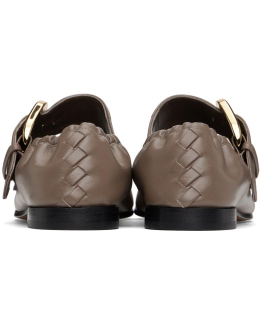 Bottega Veneta Black Taupe Astaire Mary-Jane Ballerina Flats