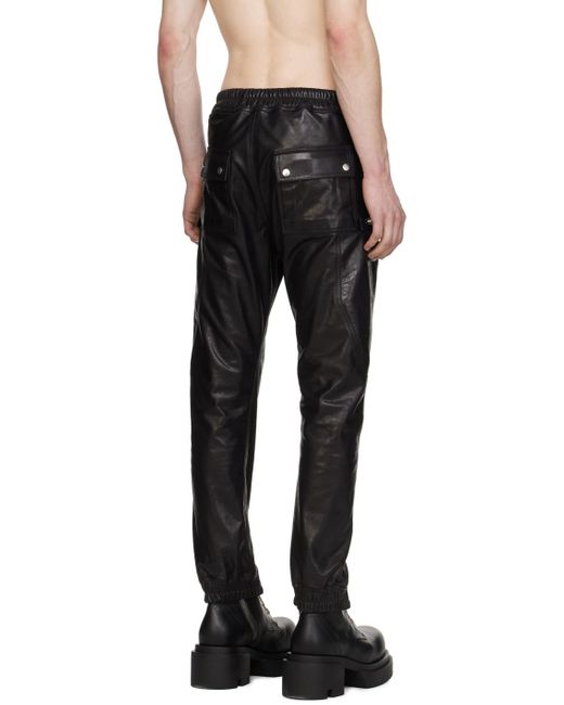 Pantalon noir en cuir à poches bauhaus Rick Owens pour homme en coloris Black