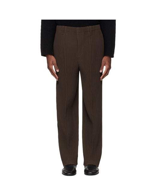 Homme Plissé Issey Miyake Black Tuxedo Pleats Trousers for men