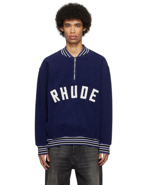 Rhude Blue Navy Varsity Sweater for men