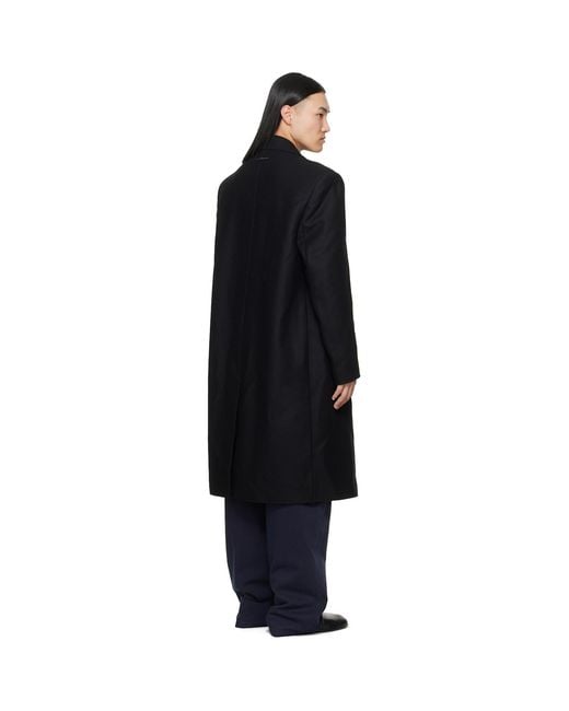 MM6 by Maison Margiela Black Wool Felt Single-Breasted Coat for men