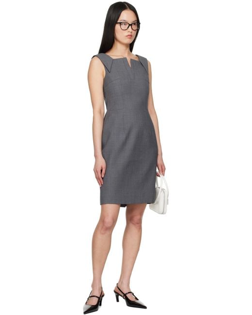 Robe Courte Droite Cintrée Grise À Encolure De Style Revers ShuShu/Tong en coloris Black