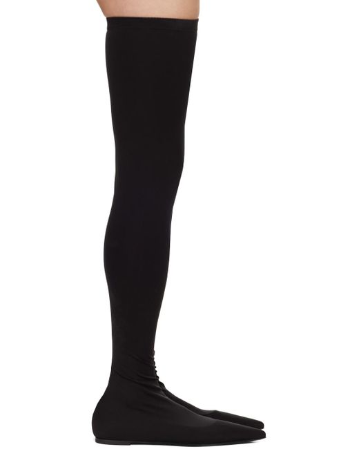 Dolce & Gabbana Black Stretch Jersey Thigh-High Boots