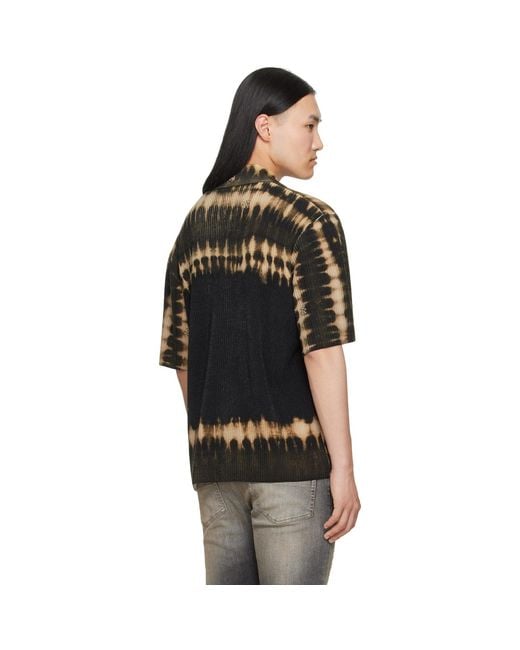 Amiri Black Khaki Ma Patch Tie Dye Knit Shirt for men