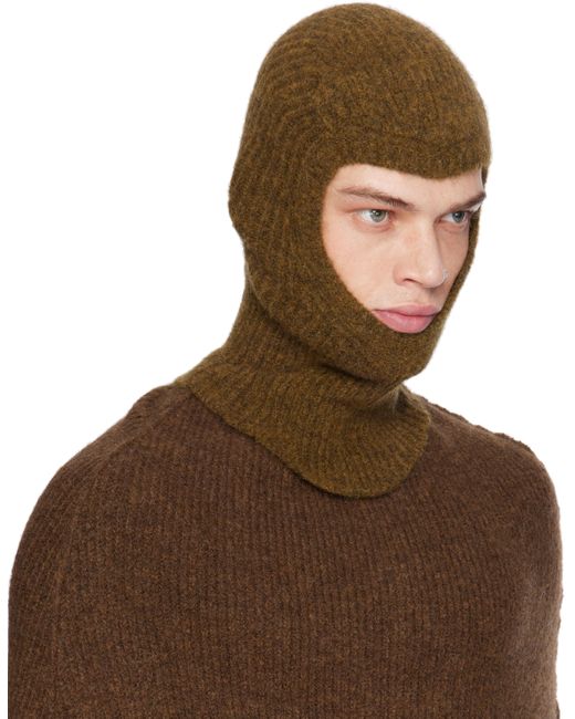 Rick Owens Brown Tan Porterville Skull Balaclava for men