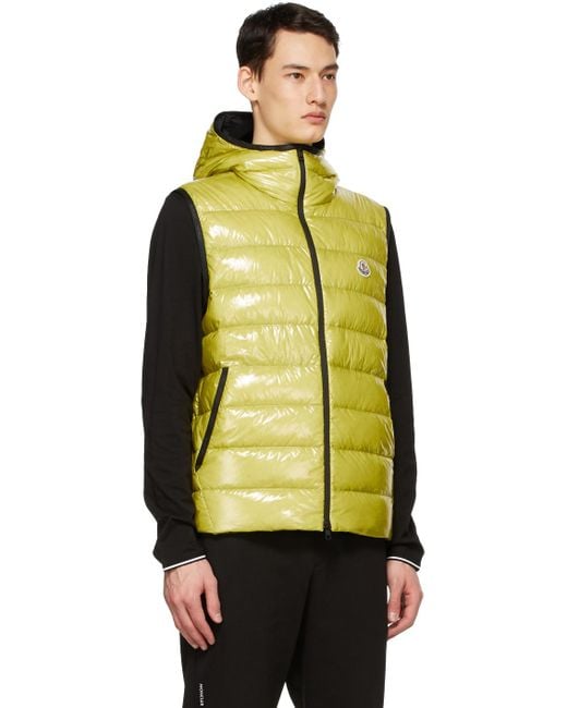 Moncler Yellow Down Lappe Vest for Men Lyst Canada