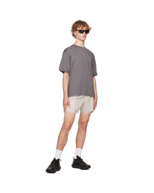 Satisfy Gray Auralite Pleated Running T‑Shirt for men