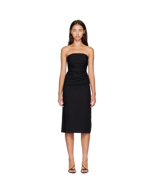 Anine Bing Black Tyla Midi Dress
