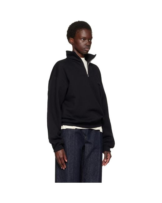 Jacquemus Black 'The Gros Grain' Zipped-Rollneck Sweatshirt