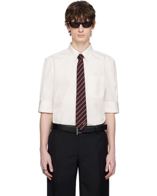 メンズ Alexander McQueen オフホワイト Cotton Poplin Deep Cuff シャツ Black