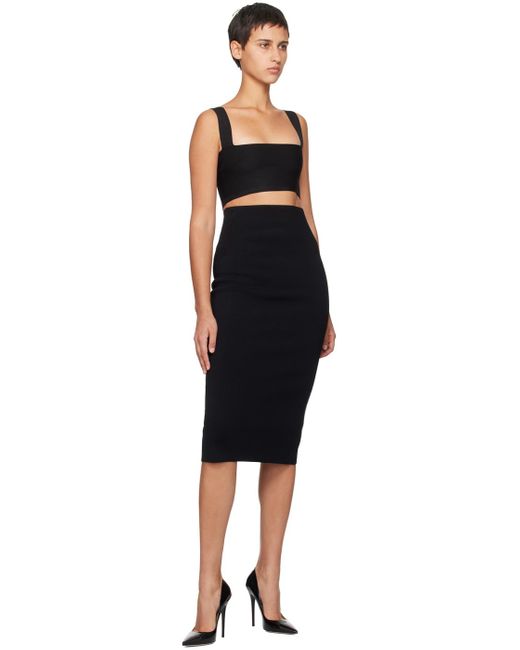 Victoria Beckham Black Fitted Midi Skirt