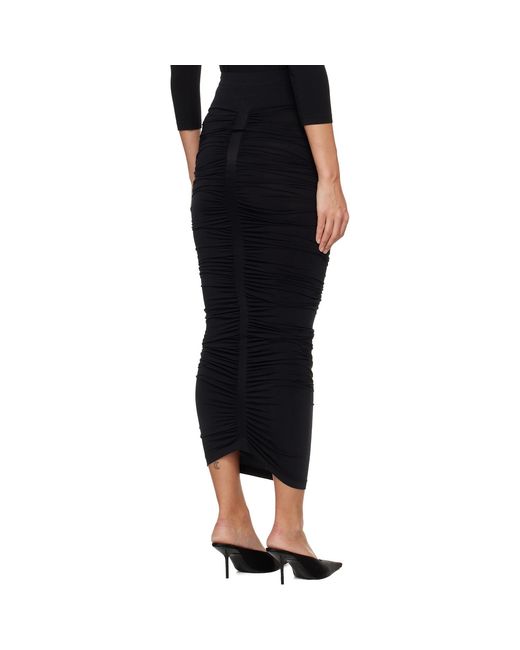 Wolford Black Sheer Drape Midi Skirt
