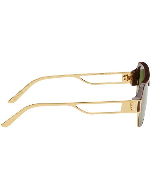 Marni Green Tortoiseshell And Gold Burullus Sunglasses for men