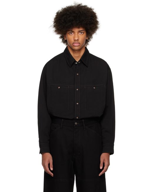 Lemaire Black Snaps Denim Shirt for men