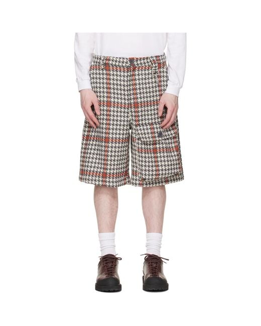 Reese Cooper Black Wool Houndstooth Patch Pocket Shorts for men