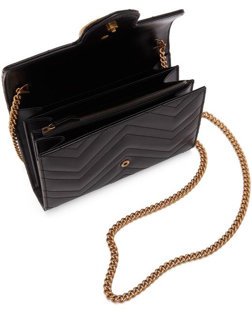 Gucci Black Mini Gg Marmont Chain Shoulder Bag