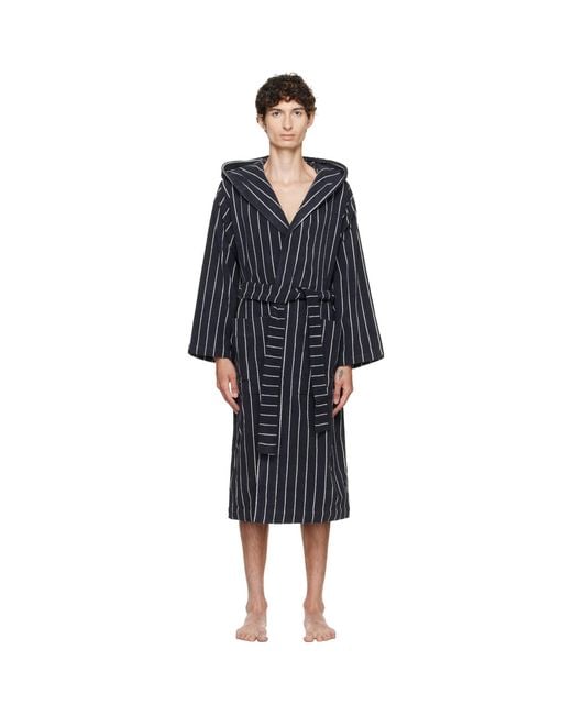 Tekla Blue Terry Hooded Bathrobe for men