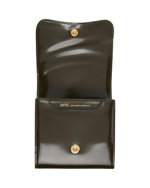 AMI Green Khaki Paris Paris Compact Wallet