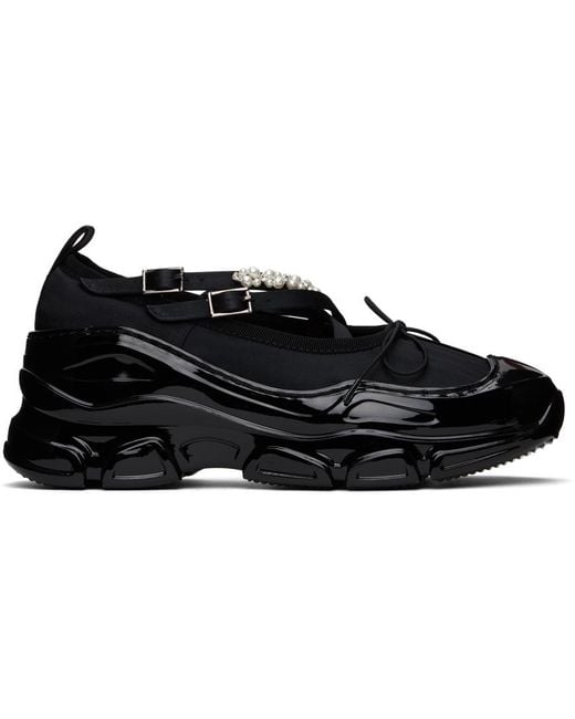 Simone Rocha Black Beaded Tracker Ballerina Sneakers