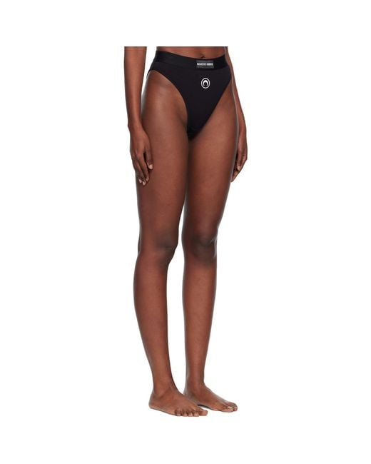 MARINE SERRE Black Moon Logo Stretched Jersey High-Waist Briefs