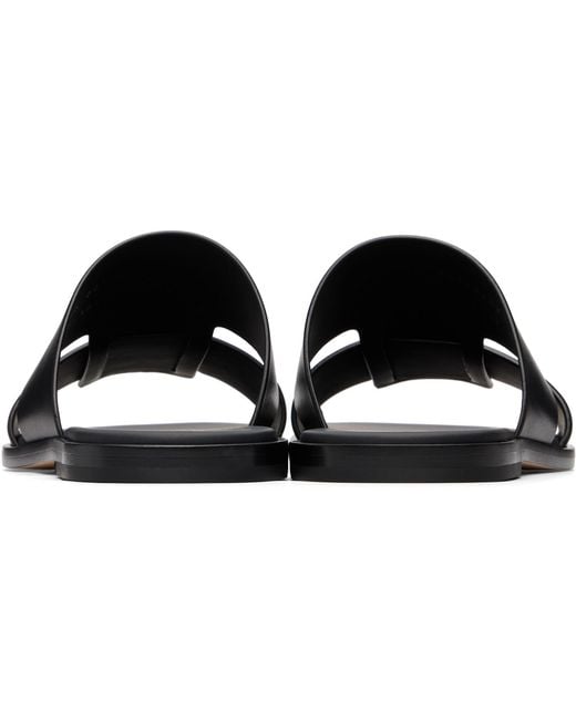 Boss Black Leather Slides for men