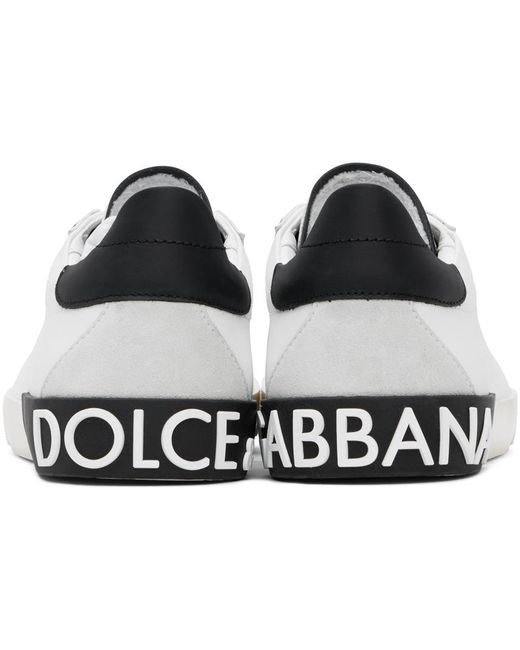 Baskets rétro portofino blanches en cuir de veau Dolce & Gabbana pour homme en coloris Black