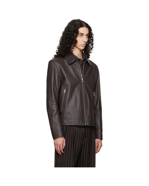Boss Black Regular Fit Leather Jacket for men
