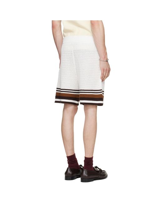 Casablanca White Off- Tennis Stripe Crochet Shorts for men