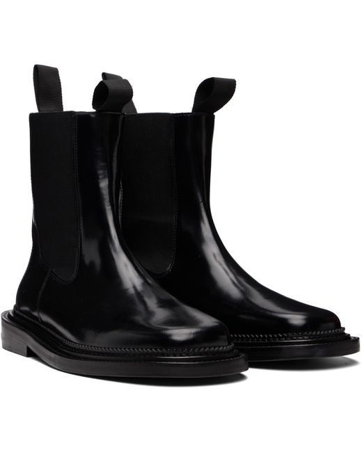 Toga Virilis Black Leather Chelsea Boots for men