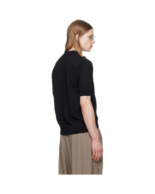 Dries Van Noten Black Knit Wool Polo for men