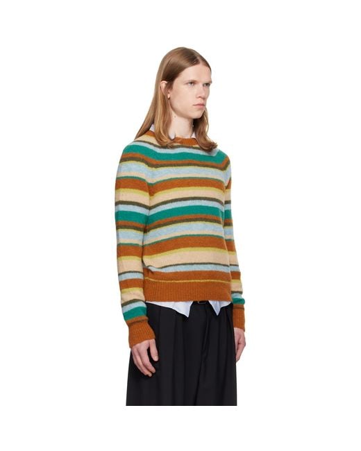 Dries Van Noten Multicolor Striped Alpaca Knit Sweater for men