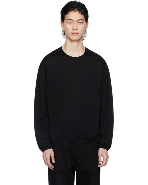 Lemaire Black Relaxed Long Sleeve T-shirt for men