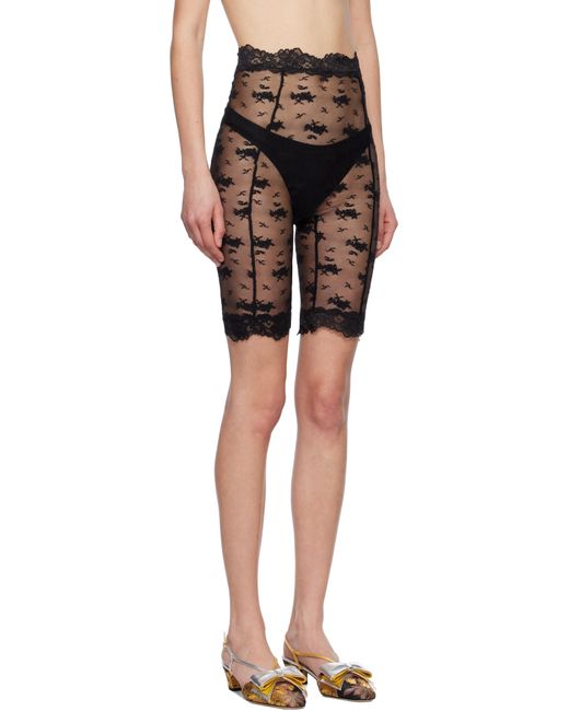 YUHAN WANG Black Lace Biker Shorts