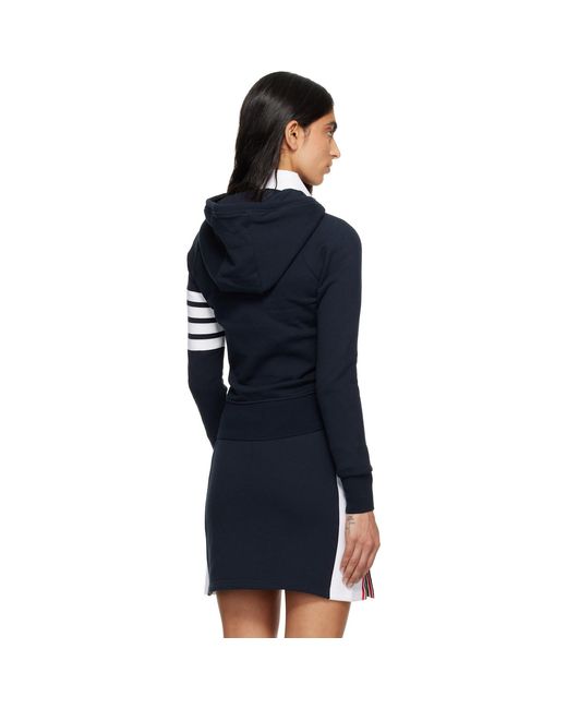 Thom Browne Blue Classic Loopback 4-Bar Full Zip Hoodie