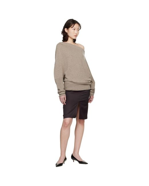 Cordera Brown Merino Wool Off-Shoulder Sweater