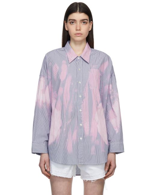 R13 Cotton Bleached Drop Neck Shirt in Purple - Lyst